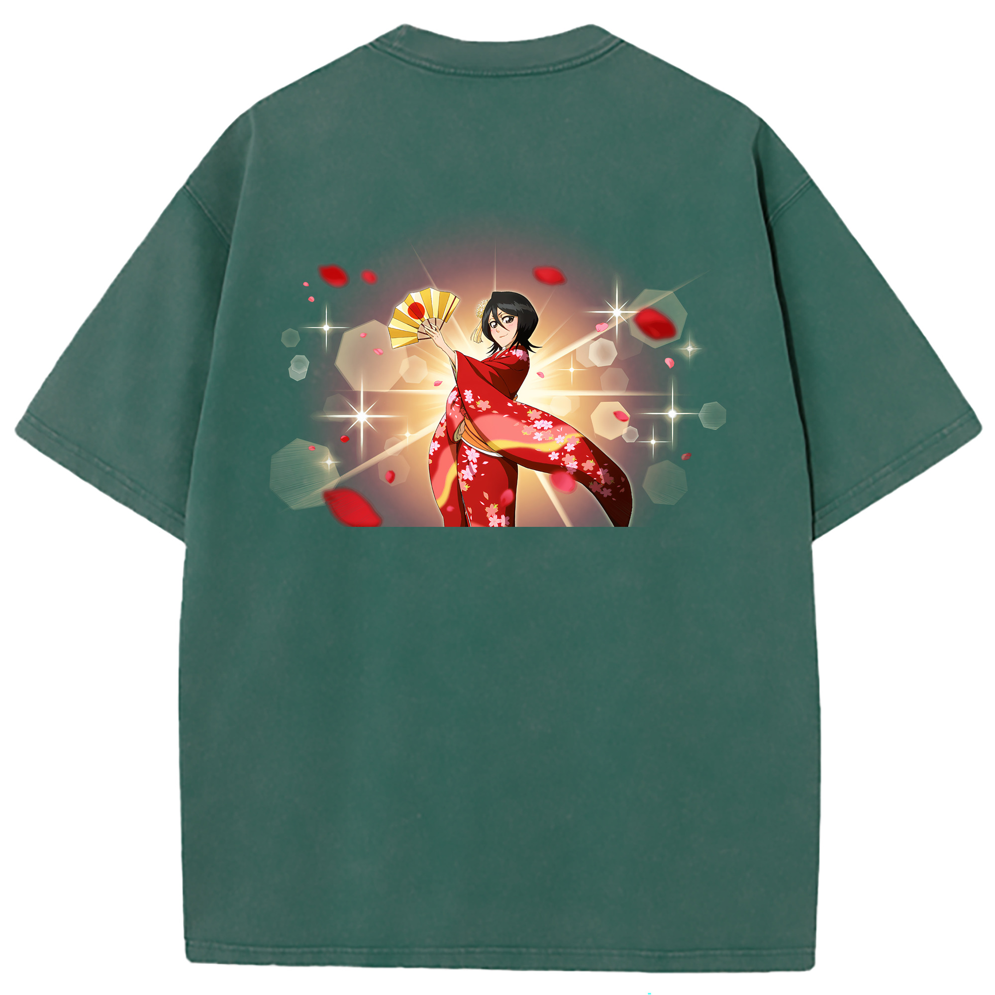 （画像用） ブリーチ 朽木ルキア BLEACH Kuchiki Rukia 綿100% ヴィンテージ風 半袖Tシャツ（背面プリント）
